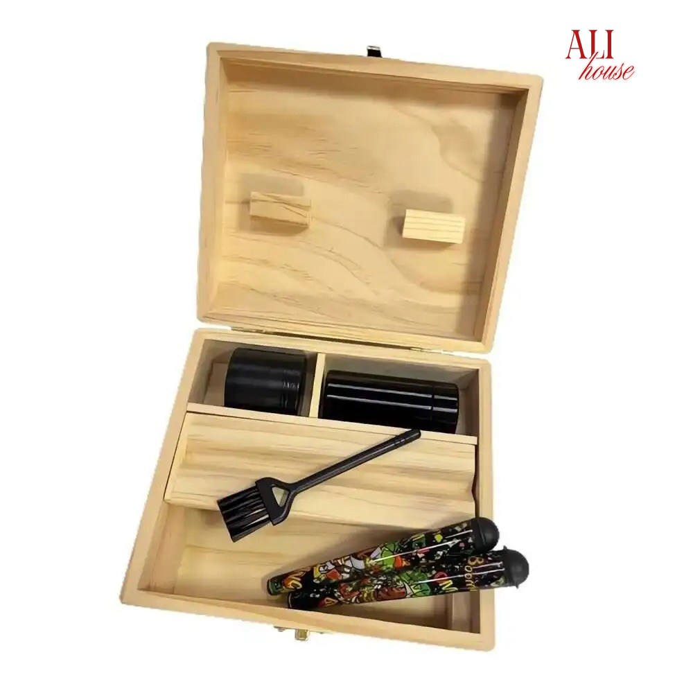 Men'S Accessories Organizer Tray - 나무 보관함과 롤링 트레이가 있는 천연
