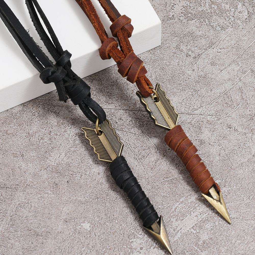 Men Accessories Pk - Jessingshow 수제 빈티지 가죽 화살표 펜던트