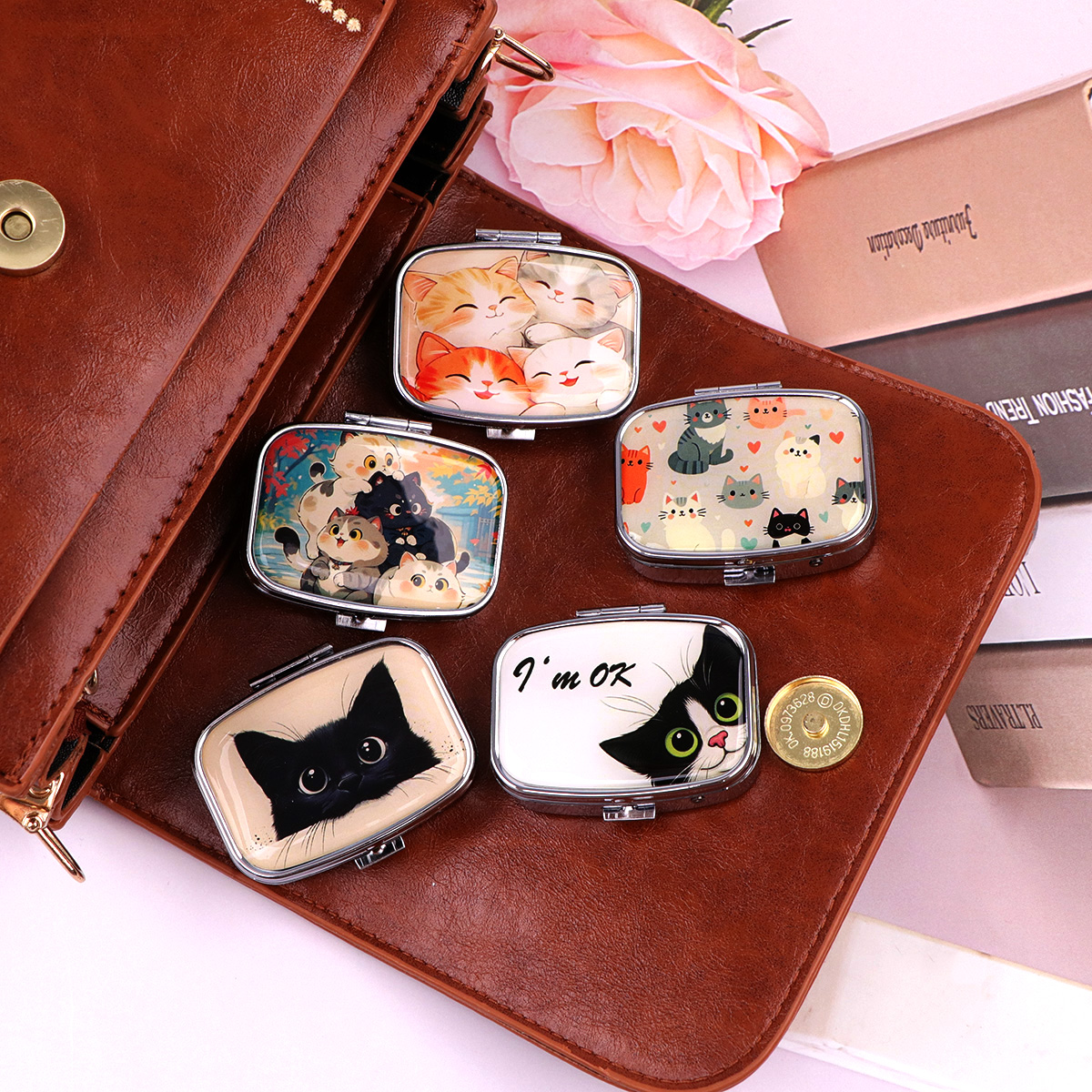 Men'S Accessories Drawer Organizer - 검은 고양이 알약 상자 만화 동물