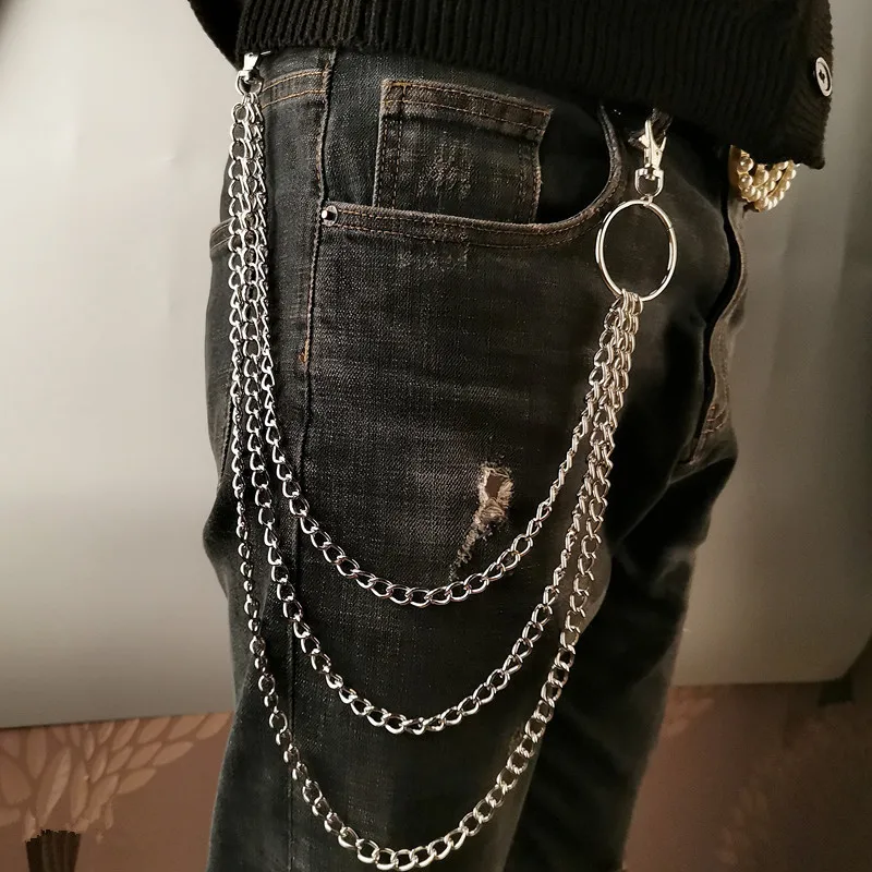 Men Accessories Chain - 레이어 메탈 벨트 체인 펑크 훅
