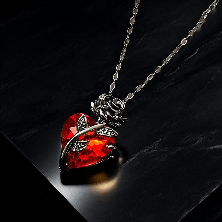 Men Accessories Chain - 남성용 1개입 매력적인 장미 하트 펜던트