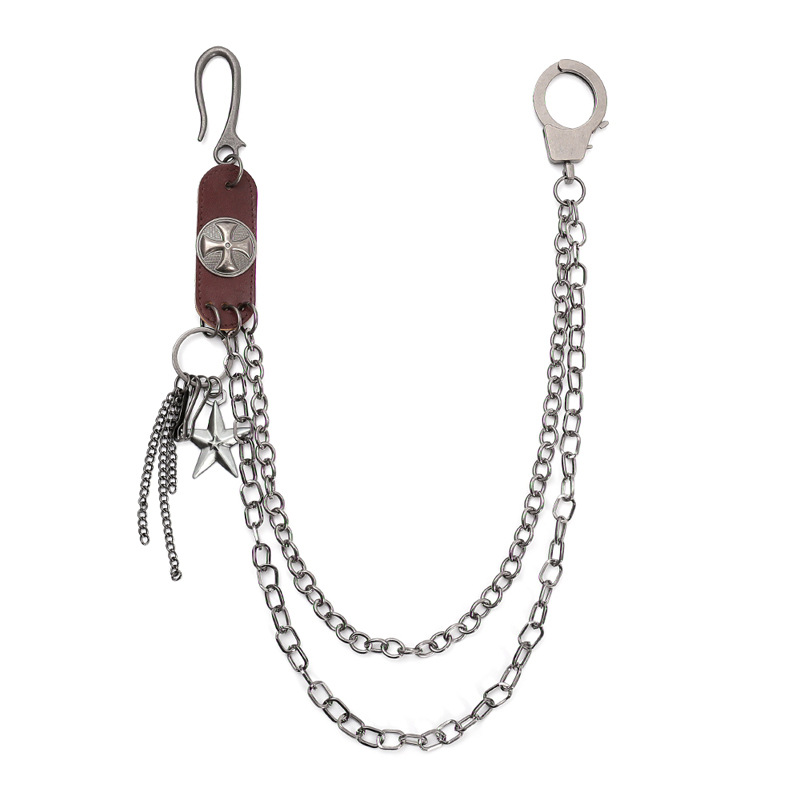 Men Accessories Pk - 펑크 스틸 소가죽 키 체인 남녀공용,