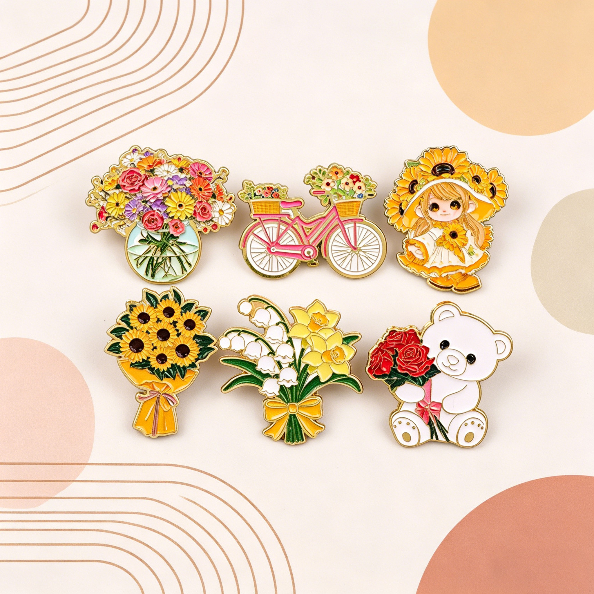 Men Accessories Bouquet - 귀여운 꽃다발 남녀 공용 옷 브로치