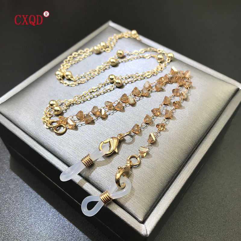 Men Accessories Chain - 다채로운 삼각형 유리 구슬 마스크 선글라스