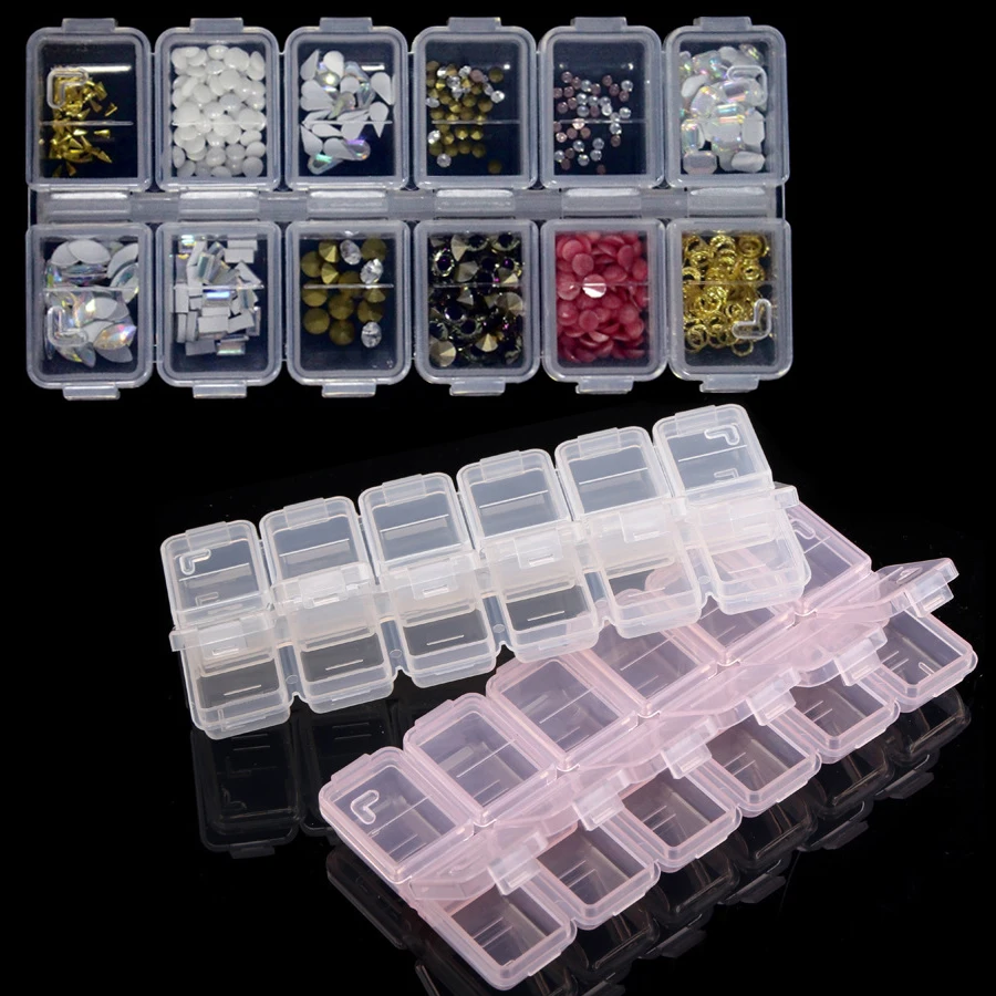 Men'S Accessories Drawer Organizer - 12칸 플라스틱 라인스톤 정리함, 네일아트 도구