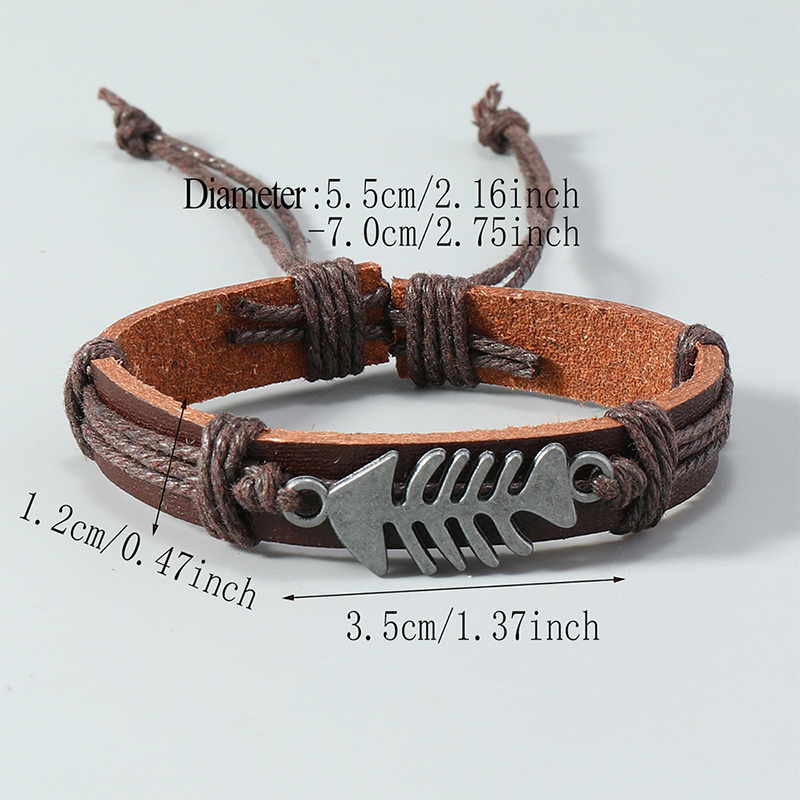 레트로 가죽 우븐 피쉬본 뱅글, 다크 브라운 블랙 남성 - Men Accessories Pk 리뷰 및 가격