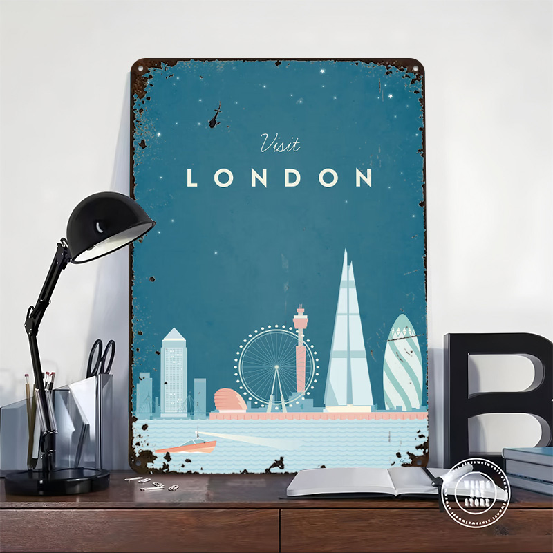 런던 메탈 포스터 맞춤형 벽 장식 레트로 빈티지 양철  - Men'S Accessories London 리뷰 및 가격