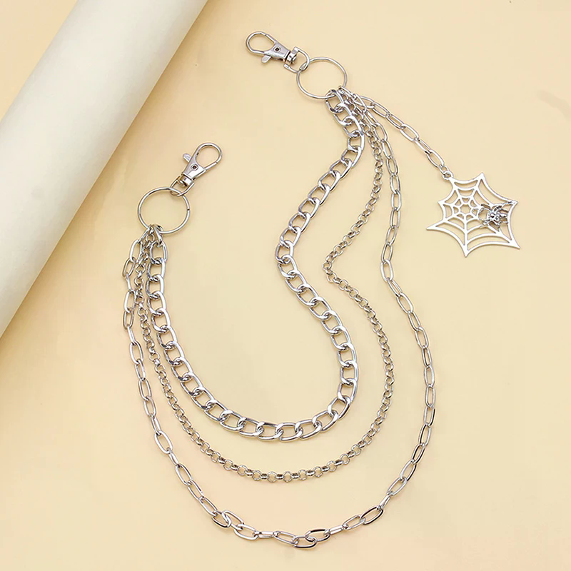 패션 펑크 메탈 팬츠 체인 힙합 허리 체인 거미줄 펜던 - Men Accessories Chain 리뷰 및 가격