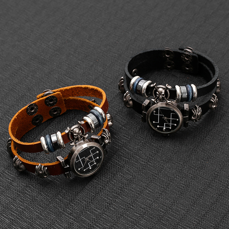 힙합 펑크 손목시계 남성용 빈티지 쿼츠 시계 수제 가죽 - Men Accessories Pk 리뷰 및 가격