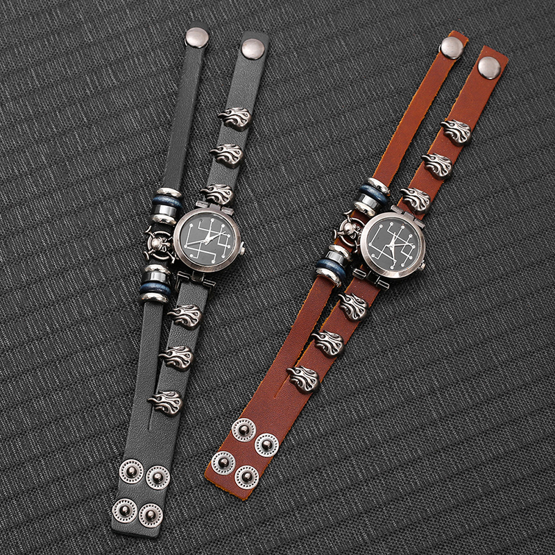 힙합 펑크 손목시계 남성용 빈티지 쿼츠 시계 수제 가죽 - Men Accessories Pk 리뷰 및 가격
