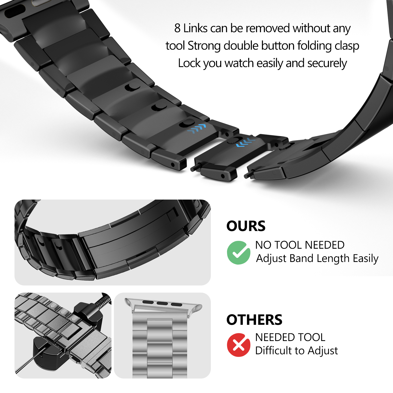 Apple Watch 밴드 용 스테인레스 스틸 스트랩  - Men Accessories Website 리뷰 및 가격