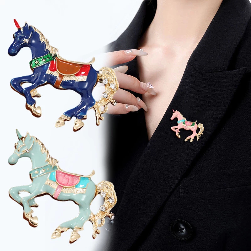 빈티지 에나멜 말 브로치 금속 말 동물 핀 여성 남성  - Men Accessories Bouquet 리뷰 및 가격