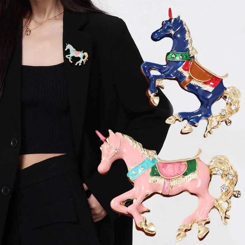 빈티지 에나멜 말 브로치 금속 말 동물 핀 여성 남성  - Men Accessories Bouquet 리뷰 및 가격