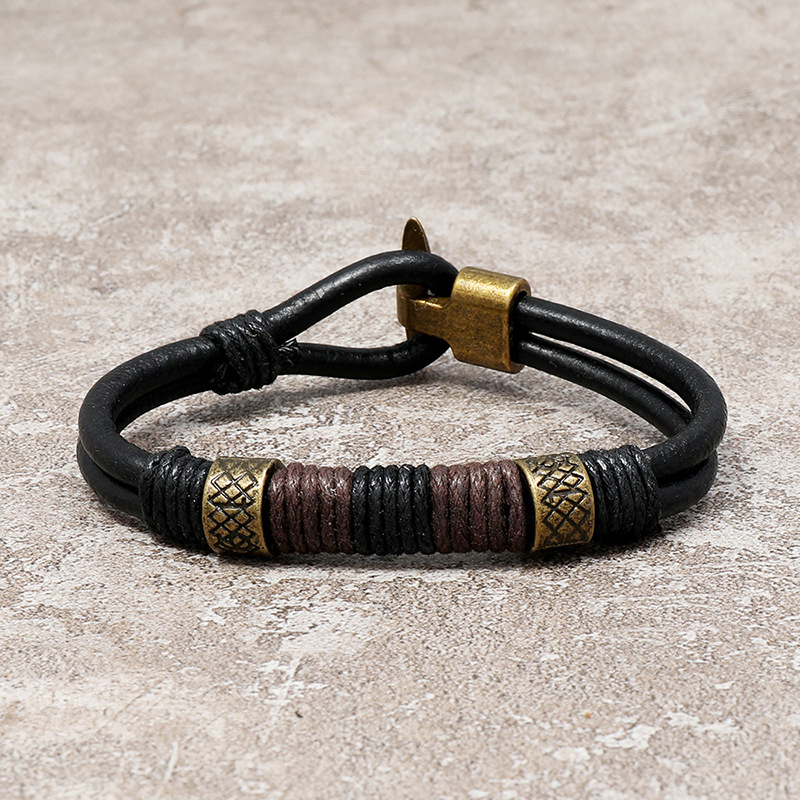 고품질 남성 펑크 스타일 민족풍 팔찌 블랙 개성 가죽  - Men Accessories Pk 리뷰 및 가격