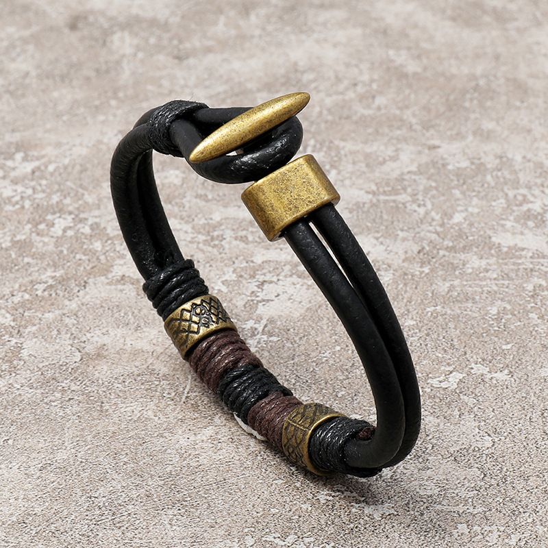 고품질 남성 펑크 스타일 민족풍 팔찌 블랙 개성 가죽  - Men Accessories Pk 리뷰 및 가격