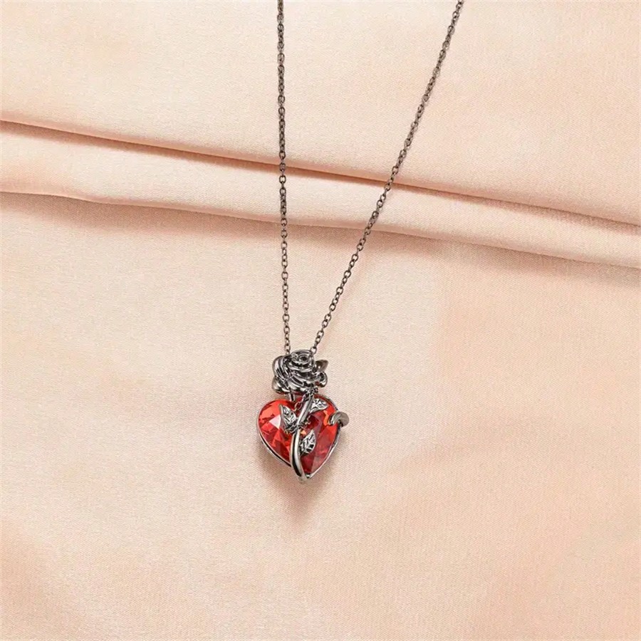 남성용 1개입 매력적인 장미 하트 펜던트 목걸이 - 고 - Men Accessories Chain 리뷰 및 가격