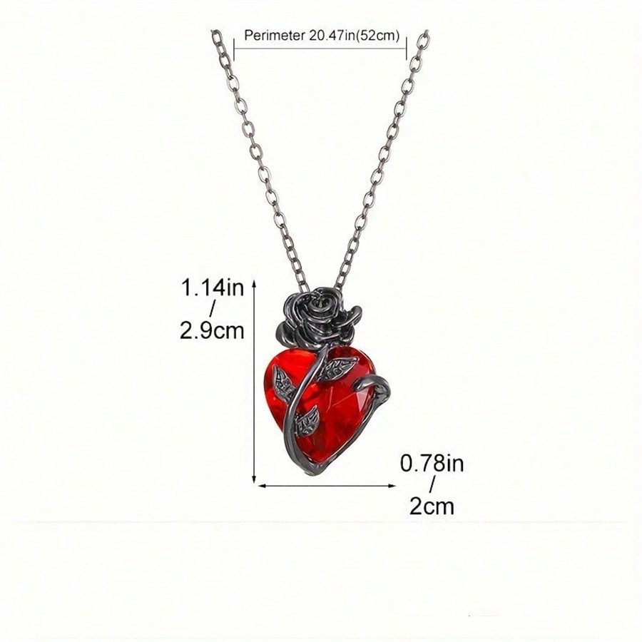 남성용 1개입 매력적인 장미 하트 펜던트 목걸이 - 고 - Men Accessories Chain 리뷰 및 가격