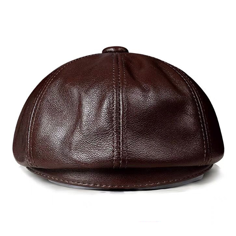 봄 새로운 정품 가죽 모자 모자 소 가죽 베레모 따뜻한 - Men Accessories Brands 리뷰 및 가격