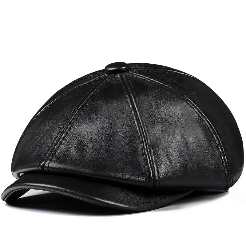 봄 새로운 정품 가죽 모자 모자 소 가죽 베레모 따뜻한 - Men Accessories Brands 리뷰 및 가격