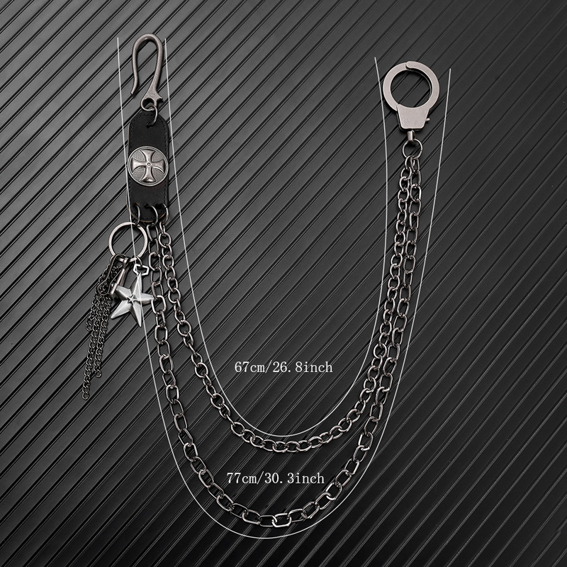 펑크 스틸 소가죽 키 체인 남녀공용, 스타 크로스 액세 - Men Accessories Pk 리뷰 및 가격