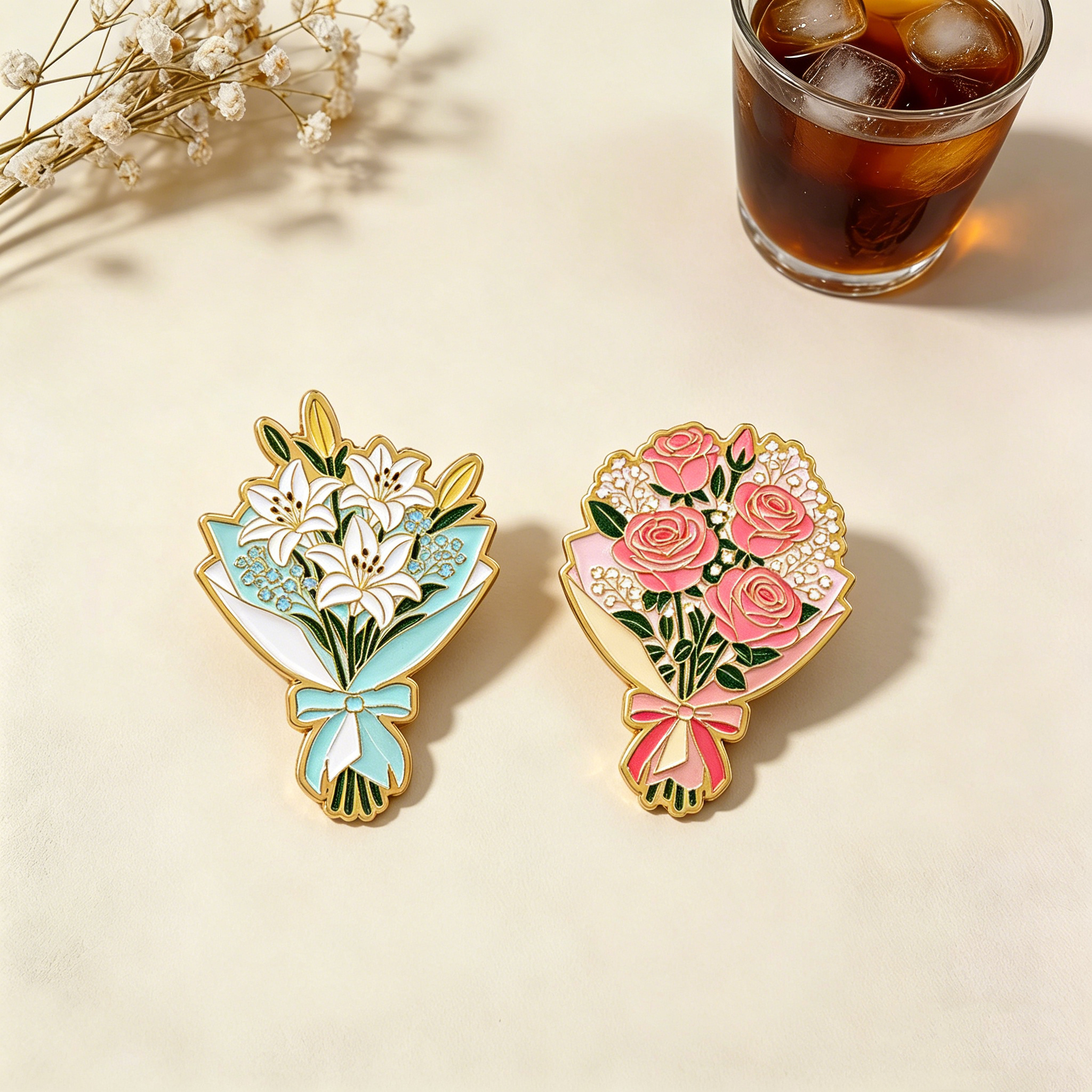 꽃다발 장미 카네이션 에나멜 핀 로맨틱 꽃 브로치 옷  - Men Accessories Bouquet 리뷰 및 가격