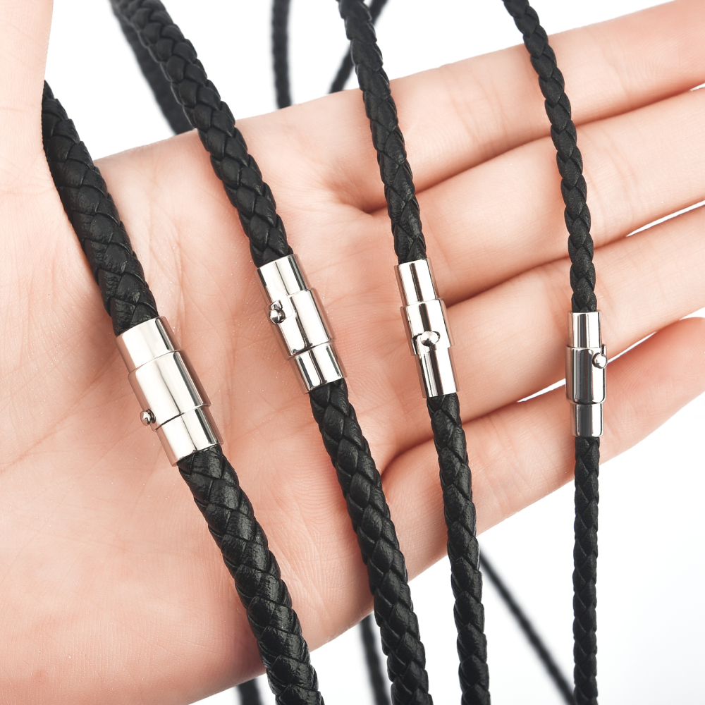 45/50/60cm 가죽 목걸이 왁스 로프, 스테인리스 - Men Accessories Chain 리뷰 및 가격