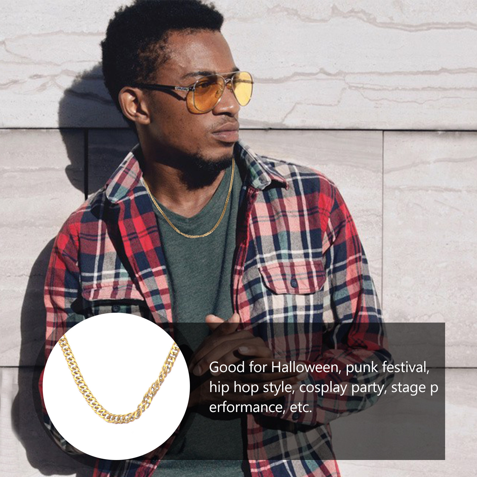 1Pcs 골든 더블 버클 체인 패션 체인 힙합 액세서리 - Men Accessories Chain 리뷰 및 가격