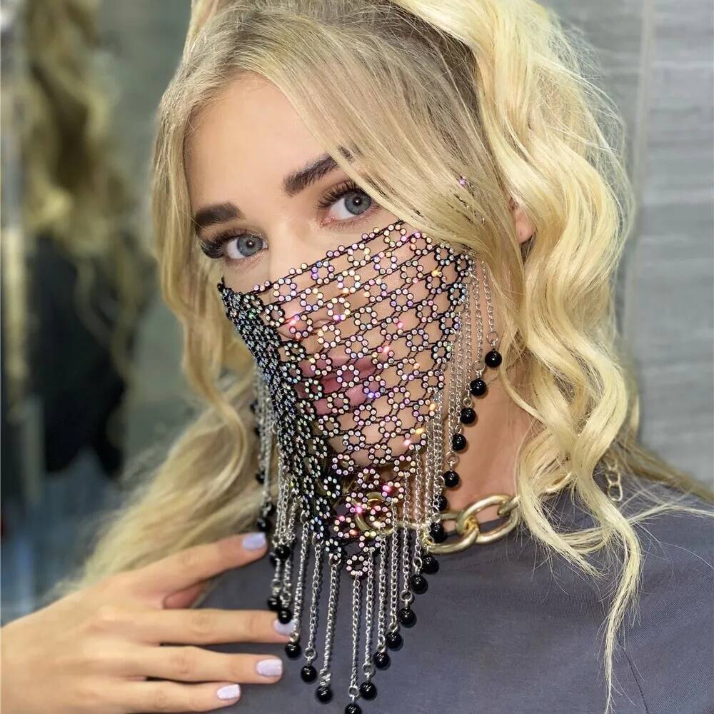 여성용 새 태슬 베일 마스크 헤드웨어 라인스톤 체인 페 - Men Accessories Chain 리뷰 및 가격