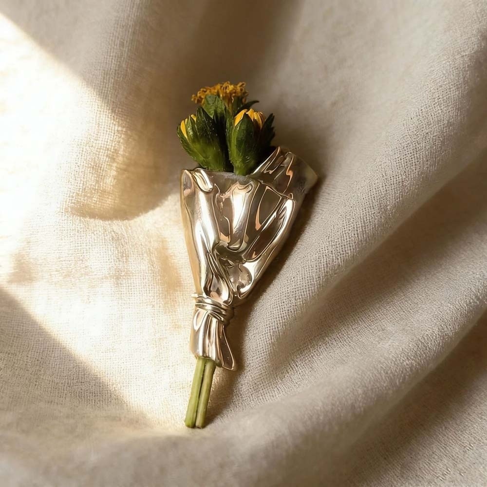 빈티지 꽃 장식 브로치 프랑스 스타일 우아한 은색 광택 - Men Accessories Bouquet 리뷰 및 가격